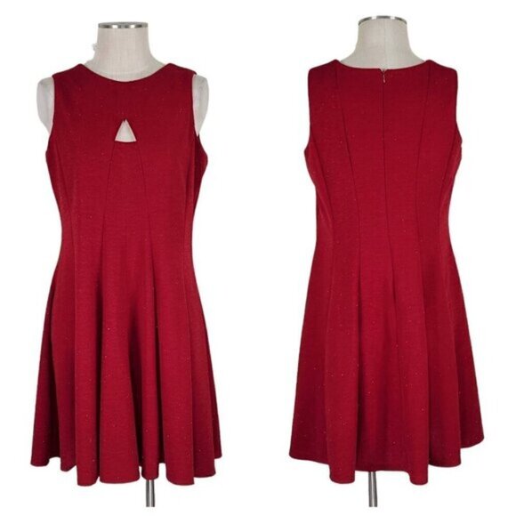 Danny Nicole Fit N Flare Dress Size 14 Sleeveless Back Zip Red Glitter Sparkle - Picture 10 of 10